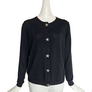 MIU MIU BLACK CRYSTL STAR BUTTON CARDIGAN (42)